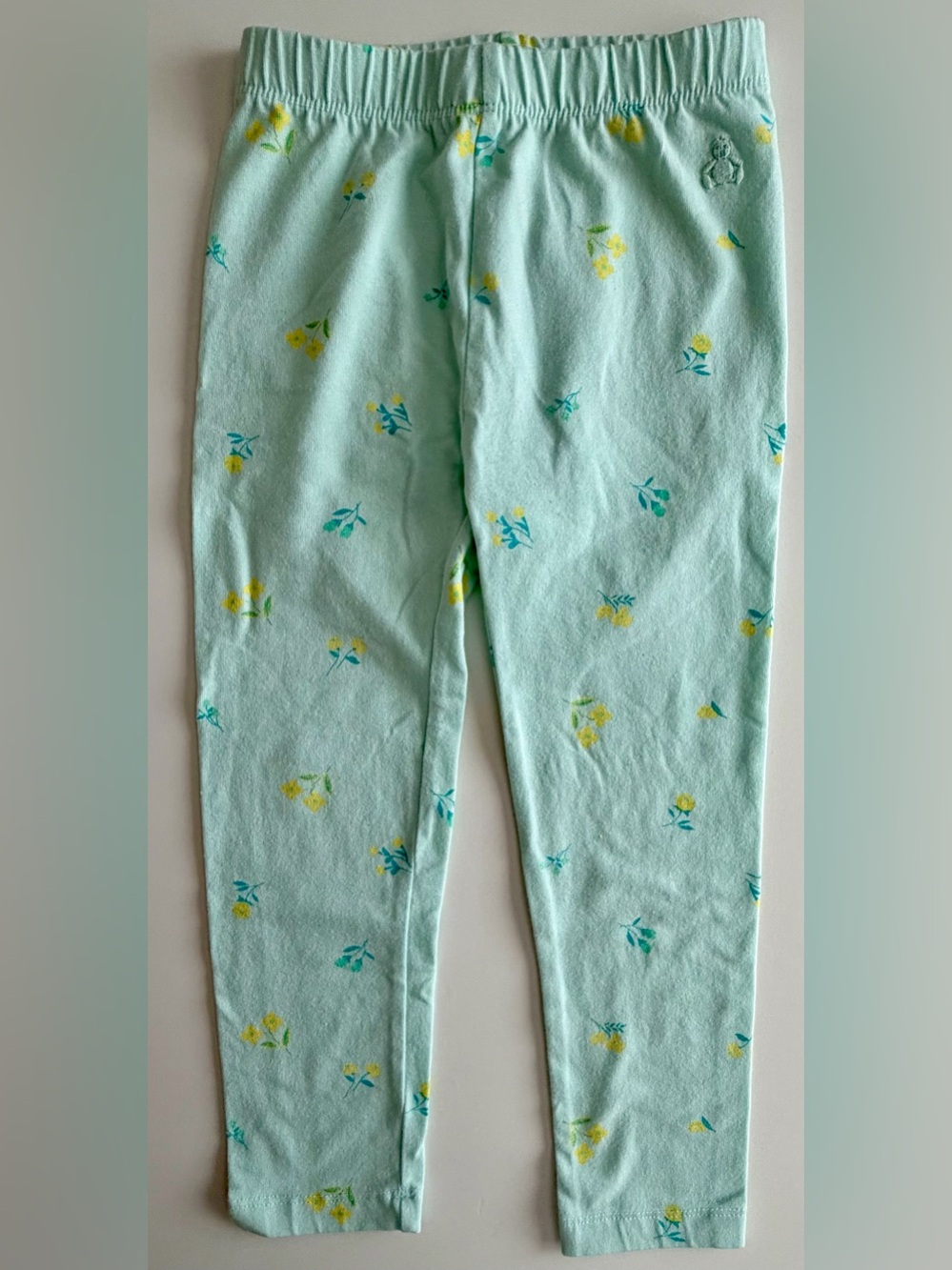 Baby GAP Mint Green with Yellow Florals 3T Legging Pant EUC